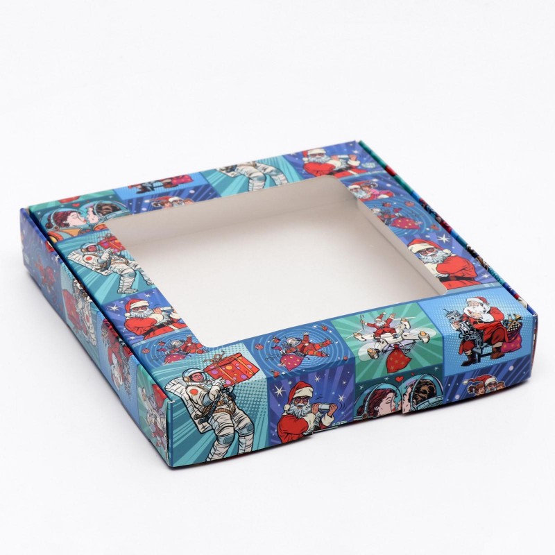Коробка "Pop-art улетный новый год" 16х16х3 см